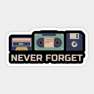 Never Forget - Old Retro Tech - Retro Color Sticker